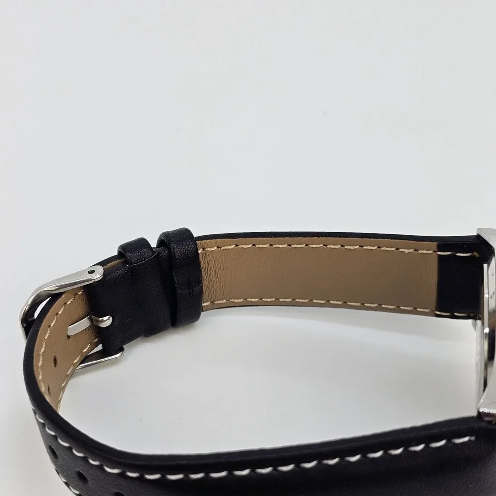Gruen Women's Watch 36MM White Dial New Black White Leather Bands New‎ Battery